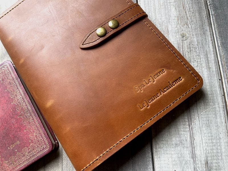 Personalized Saddle Brown Leather Refillable Ring Binder Notebook – A5, B5, A4