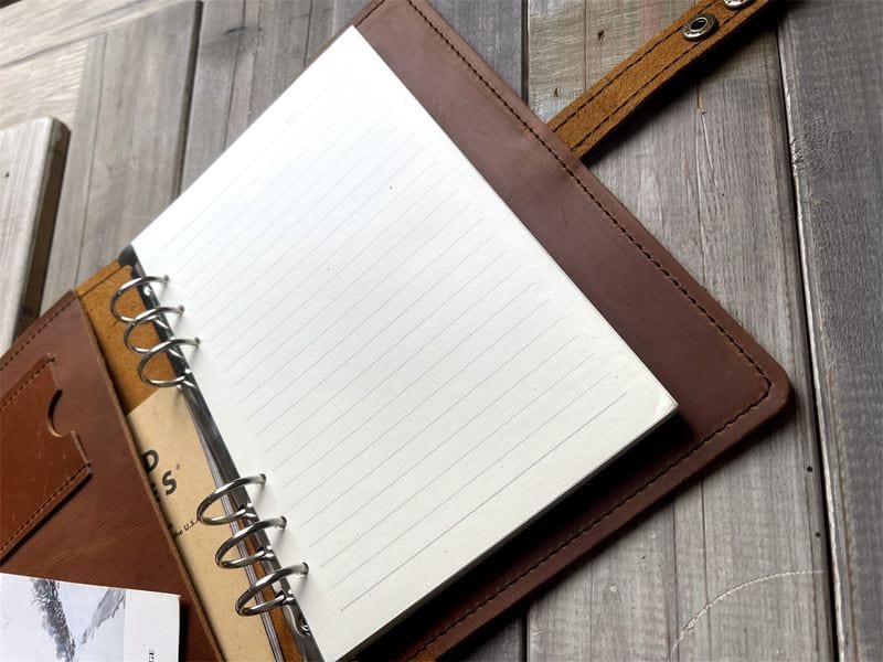 Personalized Saddle Brown Leather Refillable Ring Binder Notebook – A5, B5, A4