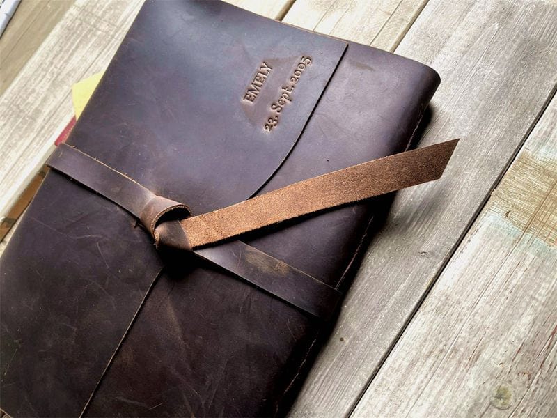 Personalized Dark Coffee Leather Bound Art Journal – A5, B5, A4