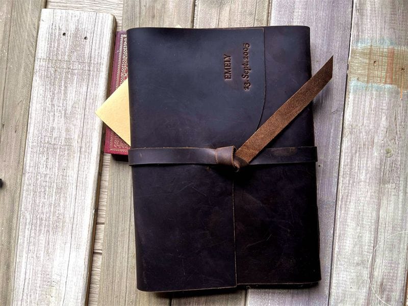 Personalized Dark Coffee Leather Bound Art Journal – A5, B5, A4