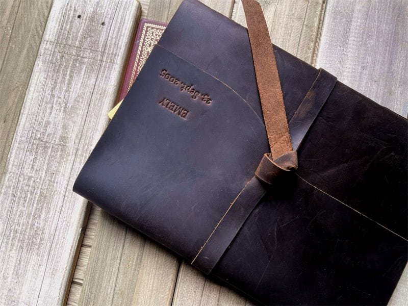 Personalized Dark Coffee Leather Bound Art Journal – A5, B5, A4