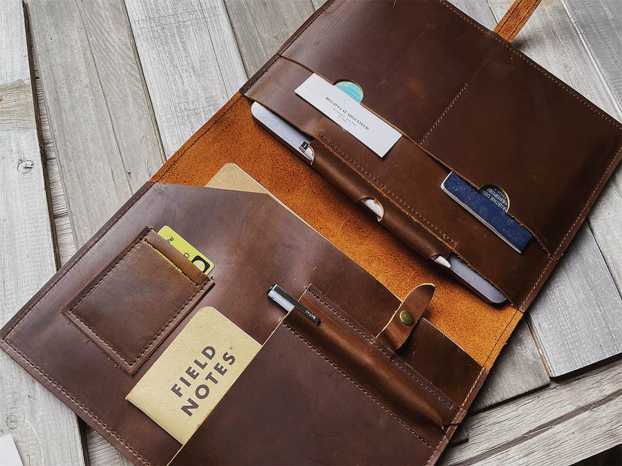 Personalized Rustic Brown Leather MacBook Air 15" Case – Handmade, Custom Fit for M1/M2