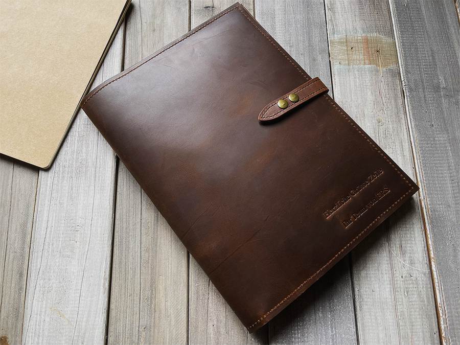 Personalized Rustic Brown Leather MacBook Air 15" Case – Handmade, Custom Fit for M1/M2