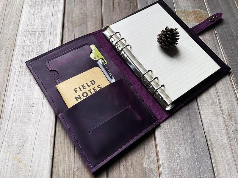 Personalized Purple Refillable Leather Journal Binder – A4, A5, B5 Sizes