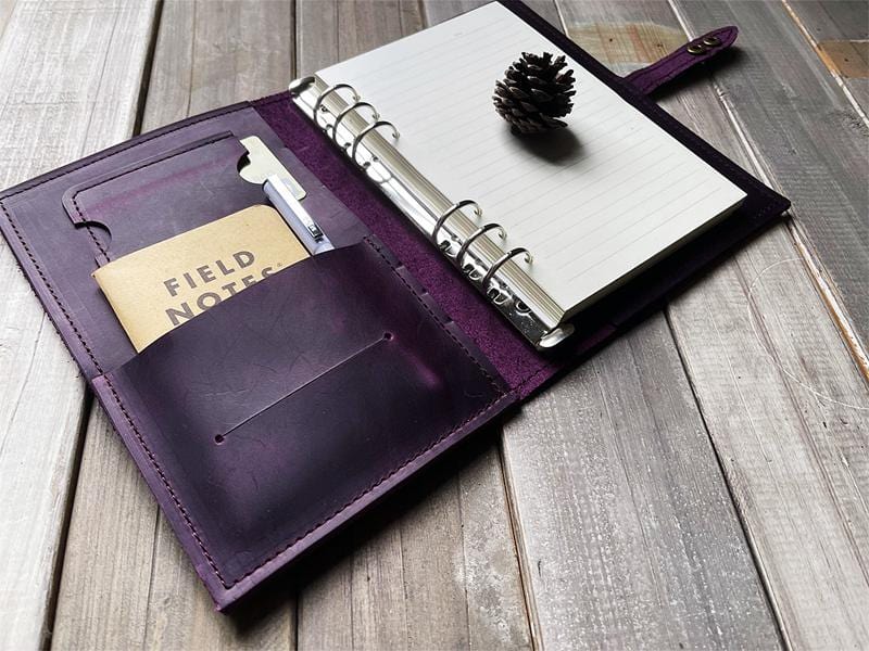 Personalized Purple Refillable Leather Journal Binder – A4, A5, B5 Sizes