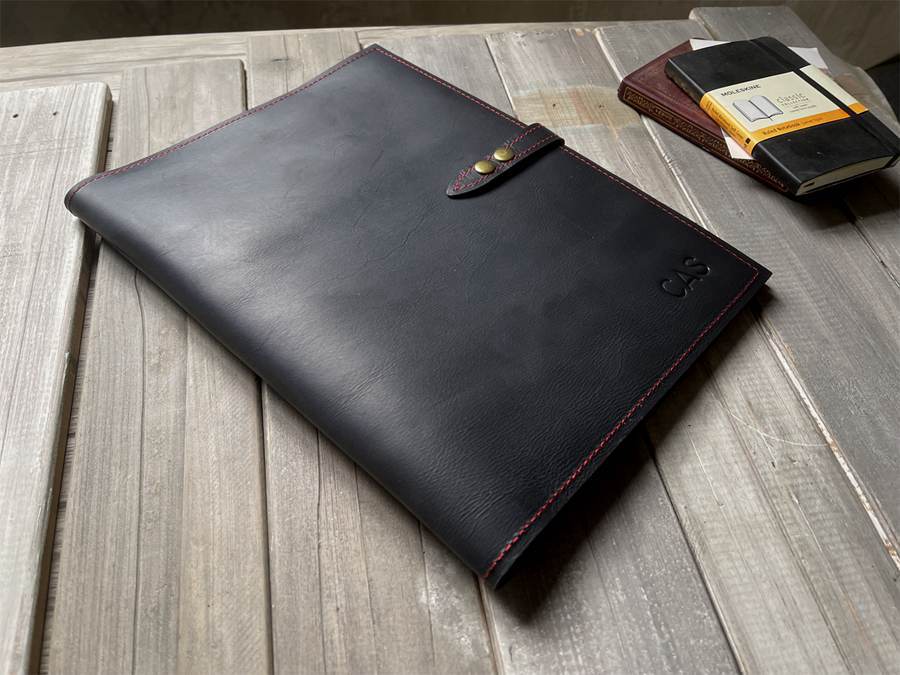 Personalized Black Leather MacBook Case - 14/15/16 "Pro Air, M2/M3