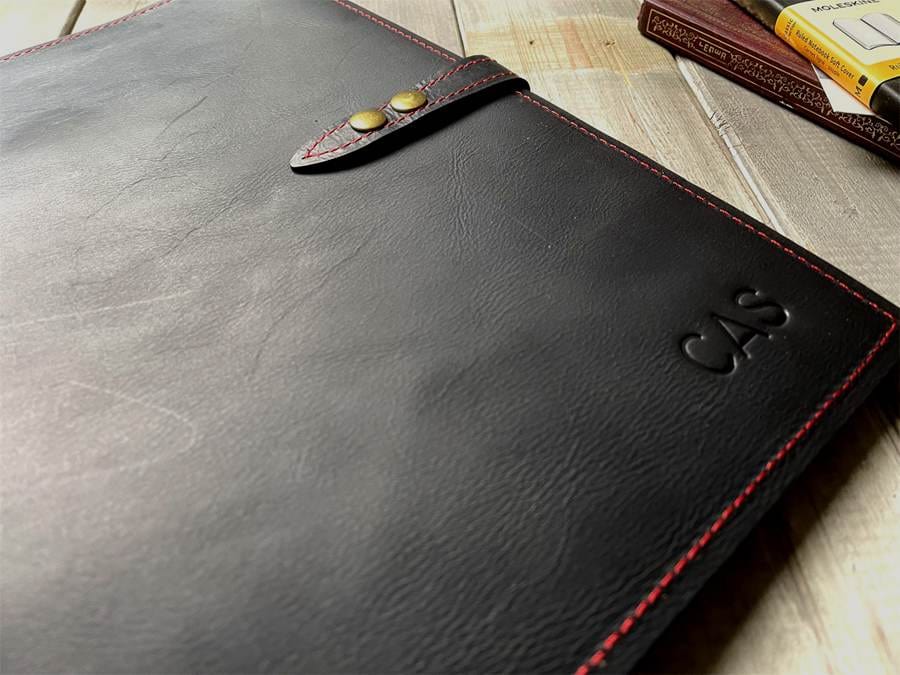 Personalized Black Leather MacBook Case - 14/15/16 "Pro Air, M2/M3