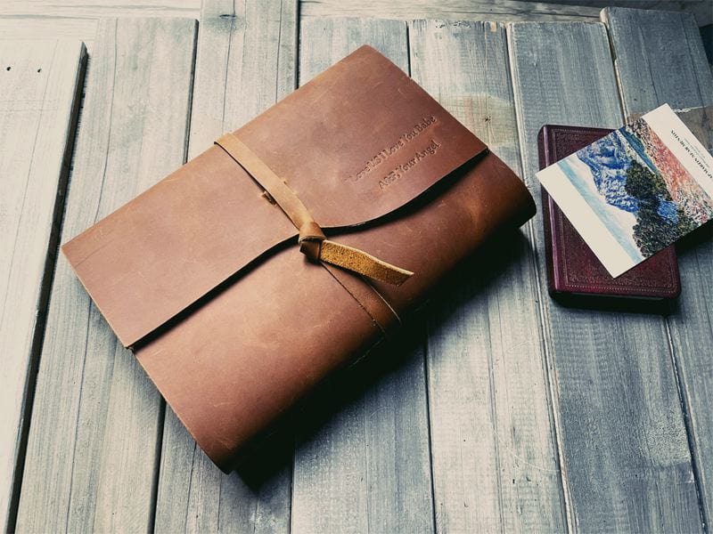 Custom Saddle Brown Full Grain Leather Bound Journal – Personalized