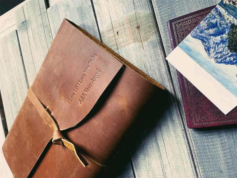 Custom Saddle Brown Full Grain Leather Bound Journal – Personalized