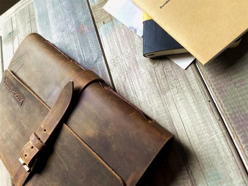 Distressed Vintage Brown Leather Journal with Buckle Closure – Handmade