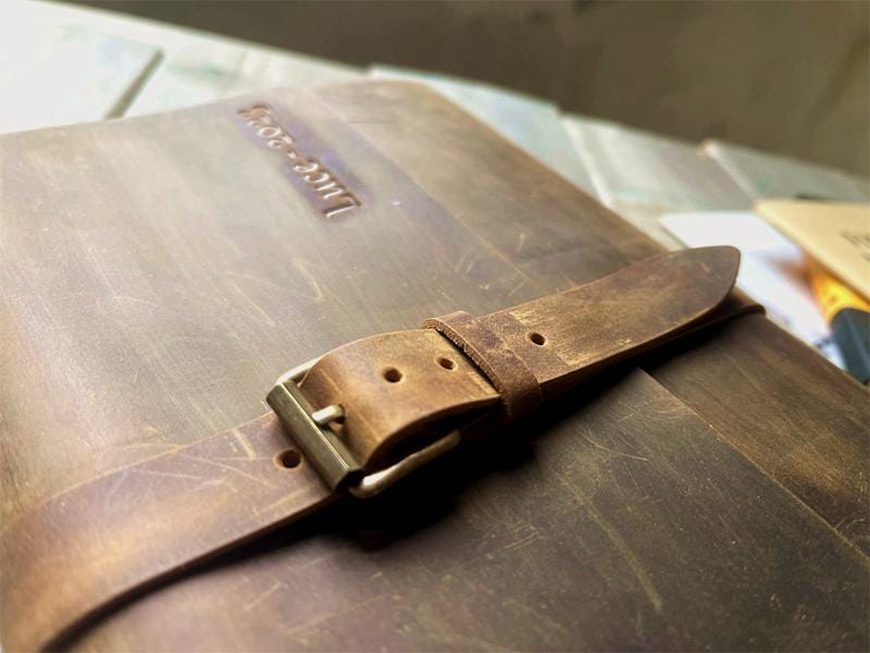 Distressed Vintage Brown Leather Journal with Buckle Closure – Handmade