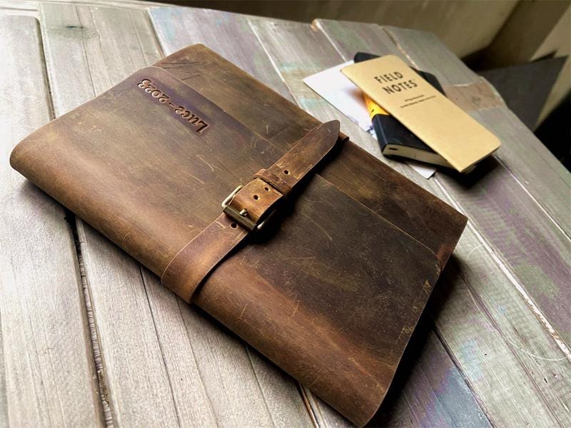 Distressed Vintage Brown Leather Journal with Buckle Closure – Handmade
