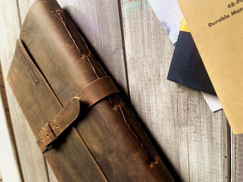 Distressed Vintage Brown Leather Journal with Buckle Closure – Handmade