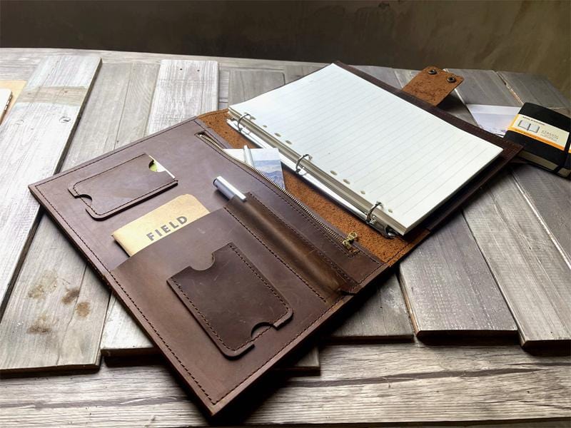 LeatherNeo Zippered Refillable Leather Notebook Journal with Multi-Pockets