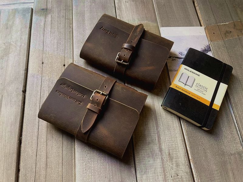 Rustic Brown Small Pocket Leather Journal – Full Grain, Buckle Closure