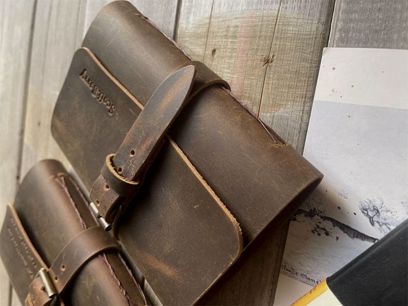 Rustic Brown Small Pocket Leather Journal – Full Grain, Buckle Closure