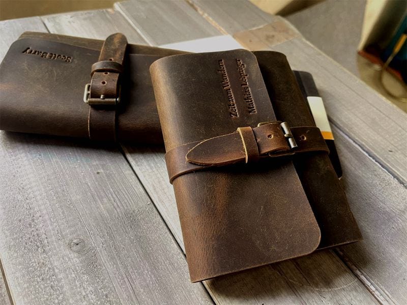 Rustic Brown Small Pocket Leather Journal – Full Grain, Buckle Closure